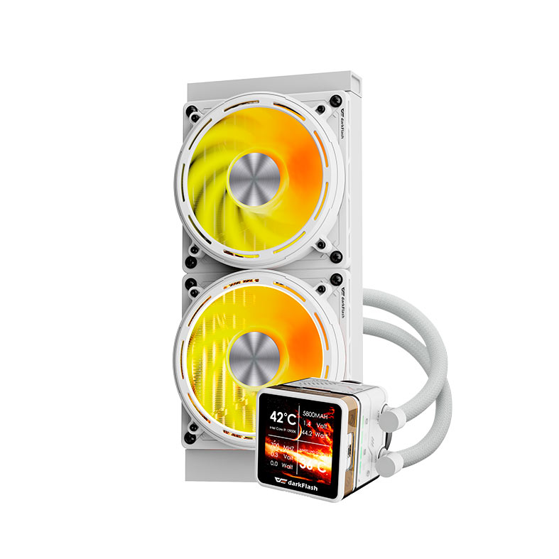 Water Cooler Aigo Darkflash DE240, ARGB, Display IPS 2.88 Pol, 240mm, Branco, DE-240-WH - miniatura 3