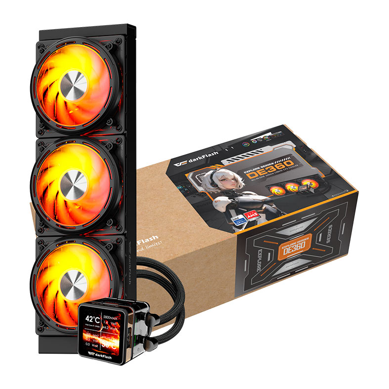 Water Cooler Aigo Darkflash DE360, ARGB, Display IPS 2.88 Pol, 360mm, Preto, DE-360-BK - miniatura 5