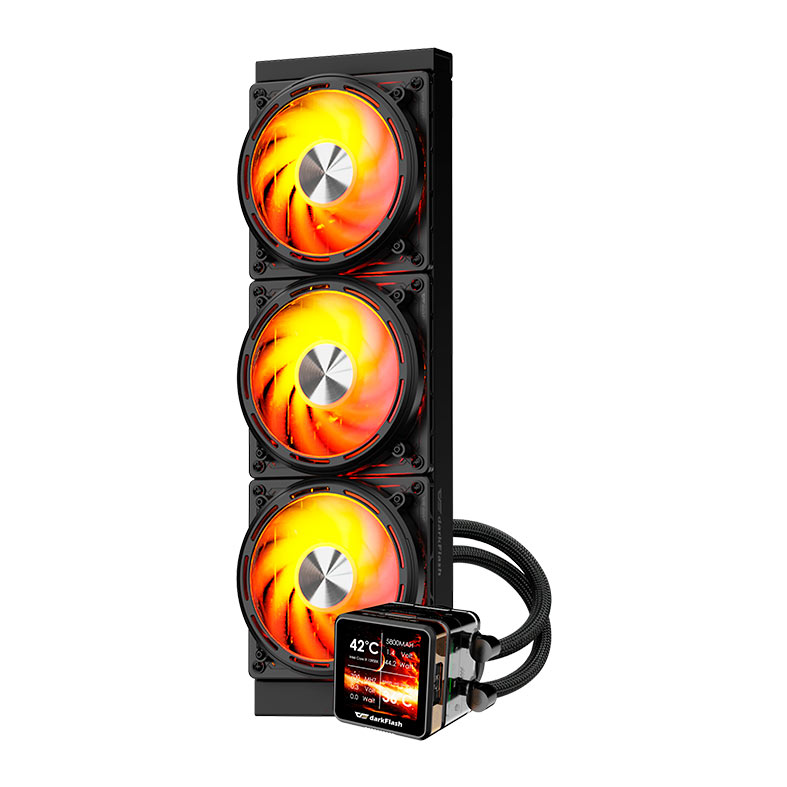 Water Cooler Aigo Darkflash DE360, ARGB, Display IPS 2.88 Pol, 360mm, Preto, DE-360-BK - miniatura 4