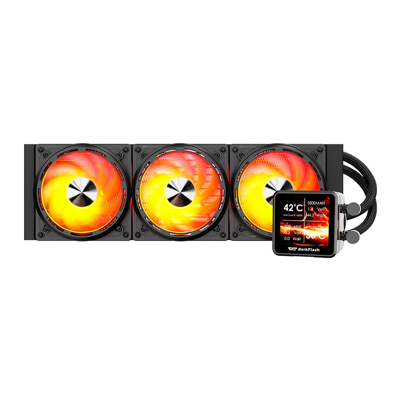Water Cooler Aigo Darkflash DE360, ARGB, Display IPS 2.88 Pol, 360mm, Preto, DE-360-BK - miniatura 3