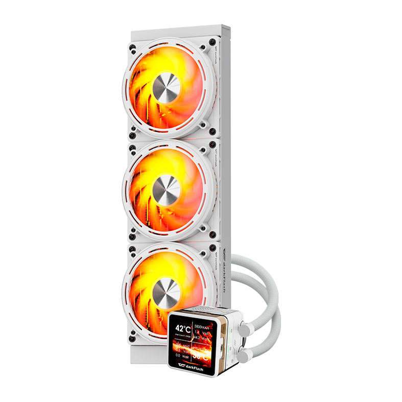 Water Cooler Aigo Darkflash DE360, ARGB, Display IPS 2.88 Pol, 360mm, Branco, DE-360-WH - miniatura 4