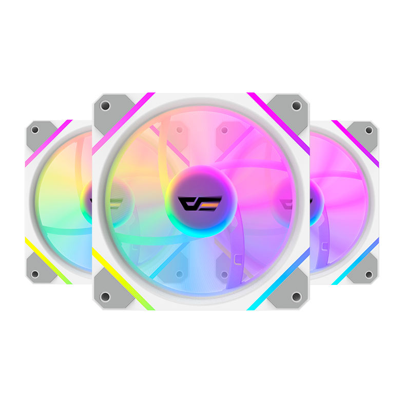 Kit Ventoinhas Aigo Darkflash DM12 F, ARGB, 3x120mm, Com Controladora, Branco, DF-DM12F-3IN1-W-PH2 - imagem 1