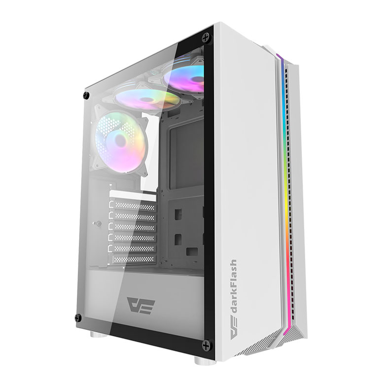Gabinete Gamer Aigo DarkFlash DK151, RGB, Mid-Tower, Lateral de Vidro, Com 3 Fans, Branco, DK151-WH - miniatura 3