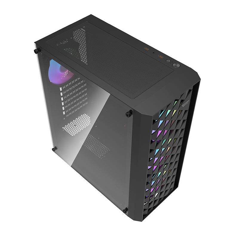 Gabinete Gamer Aigo DarkFlash DK351, RGB, Mid-Tower, Lateral de Vidro, Com 4 Fans, Preto, DK351-BK - miniatura 4