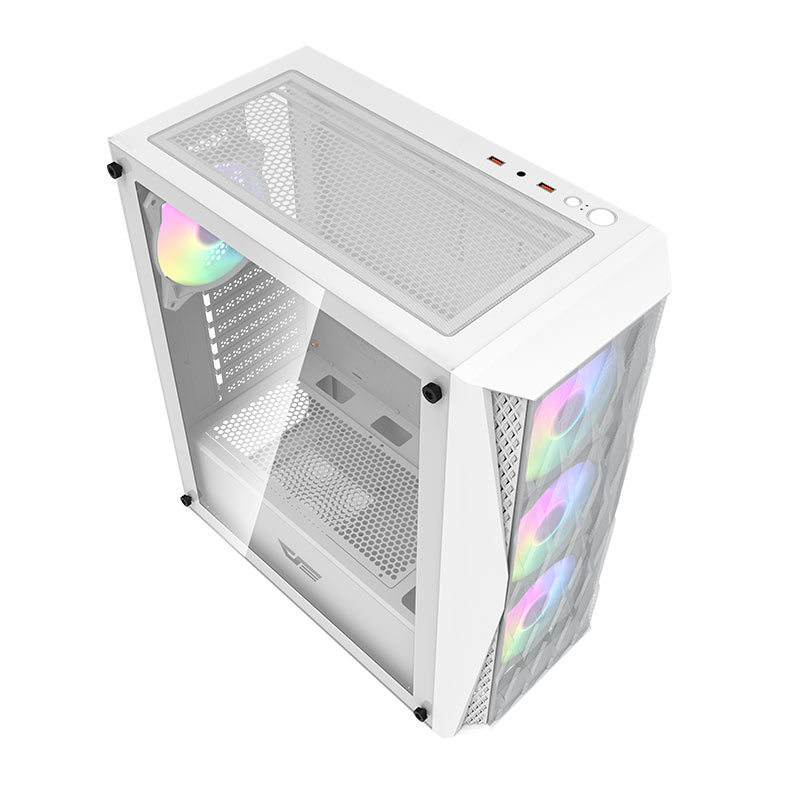 Gabinete Gamer Aigo DarkFlash DK352 Mesh, ARGB, Mid-Tower, Lateral de Vidro, Com 4 Fans, Branco, DK352WH-MESH-4F - miniatura 3