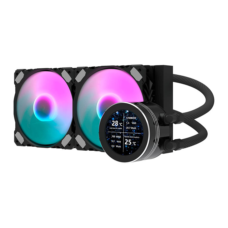 Water Cooler Aigo Darkflash DN240S, ARGB, Display IPS 2.1 Pol, 240mm, Preto, DN240S-BK - imagem 1