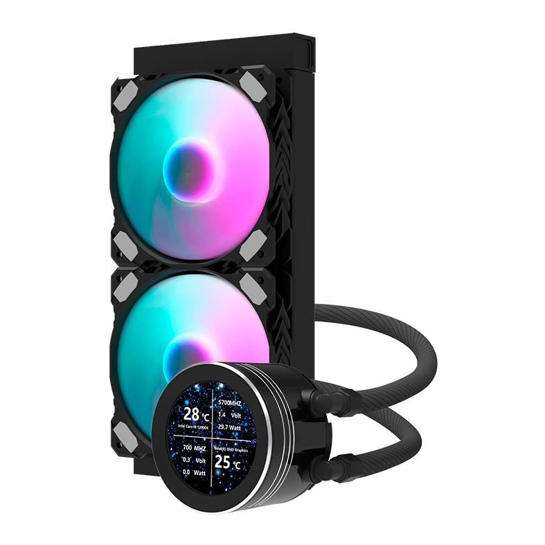 Water Cooler Aigo Darkflash DN240S, ARGB, Display IPS 2.1 Pol, 240mm, Preto, DN240S-BK - miniatura 5