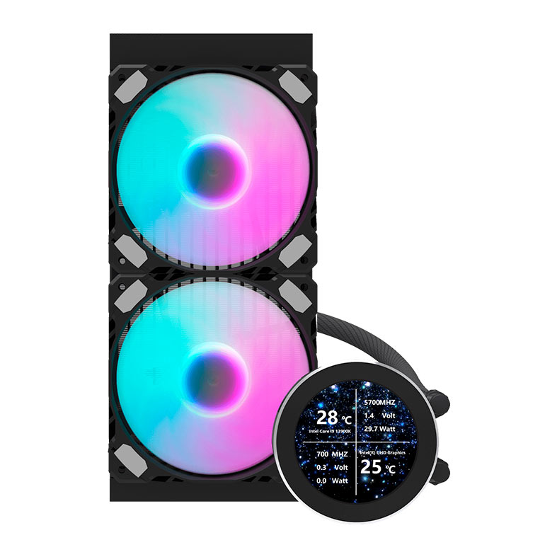 Water Cooler Aigo Darkflash DN240S, ARGB, Display IPS 2.1 Pol, 240mm, Preto, DN240S-BK - miniatura 3