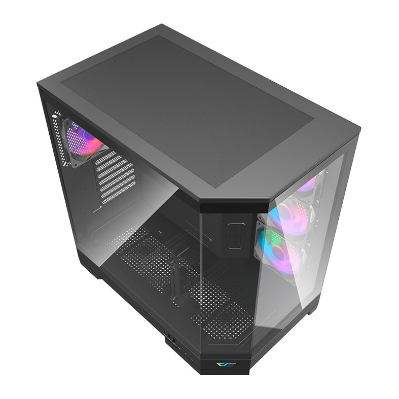 Gabinete Gamer Aigo Darkflash DQX90, ARGB, Mid-Tower, Lateral de Vidro, Com 4 Fans, Preto, DQX90-FAN-BK - miniatura 3