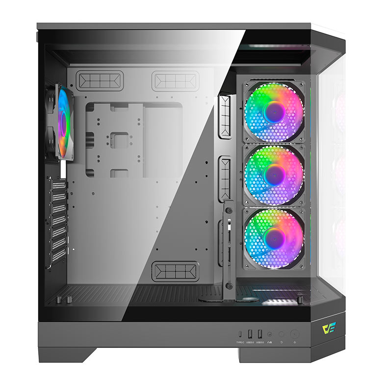 Gabinete Gamer Aigo Darkflash DQX90, ARGB, Mid-Tower, Lateral de Vidro, Com 4 Fans, Preto, DQX90-FAN-BK - miniatura 5