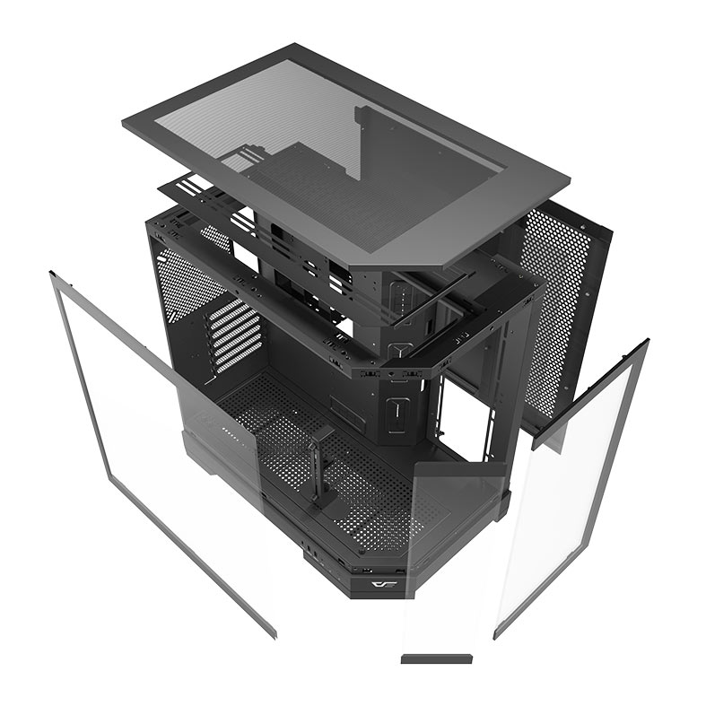 Gabinete Gamer Aigo Darkflash DQX90, ARGB, Mid-Tower, Lateral de Vidro, Com 4 Fans, Preto, DQX90-FAN-BK - miniatura 7