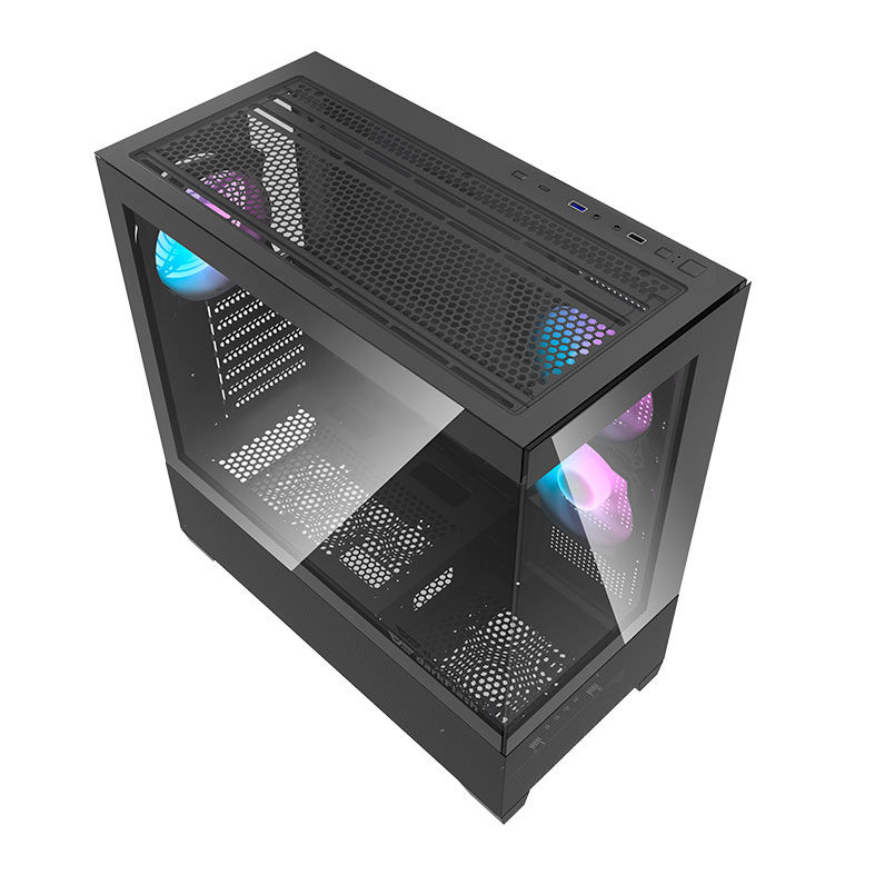 Gabinete Gamer Aigo Darkflash DS900 Air, ARGB, Mid-Tower, Lateral de Vidro, Com 3 Fans, Preto, DS900AIR-BK-3F - miniatura 3