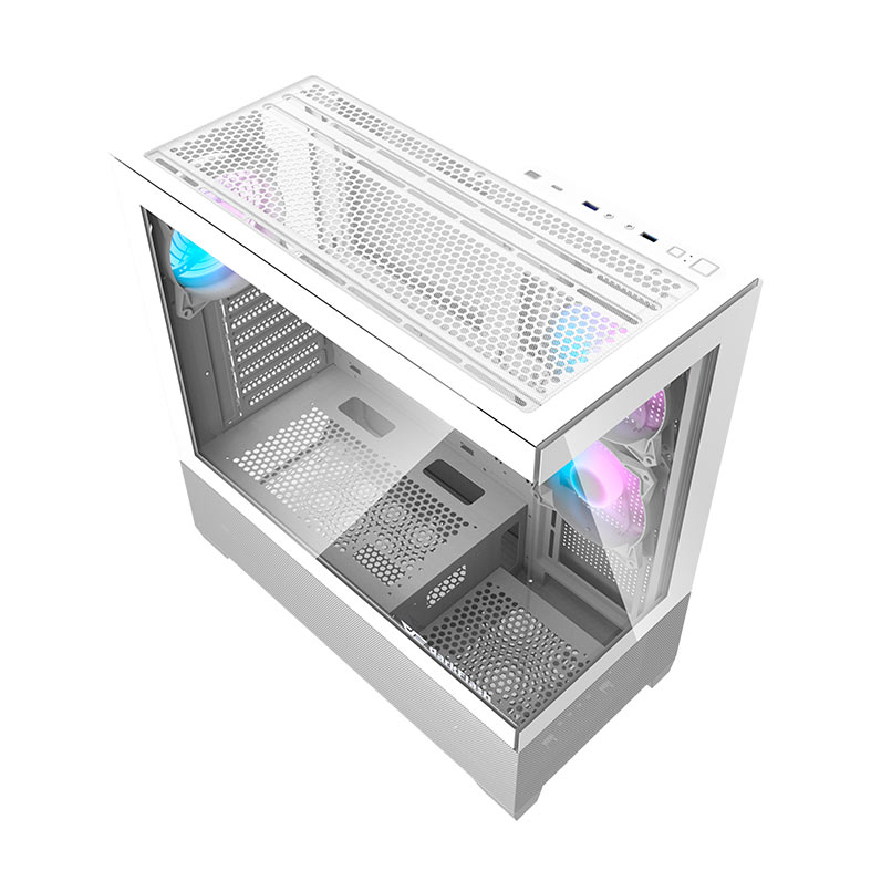 Gabinete Gamer Aigo Darkflash DS900 Air, ARGB, Mid-Tower, Lateral de Vidro, Com 3 Fans, Branco, DS900AIR-WH-3F - miniatura 3