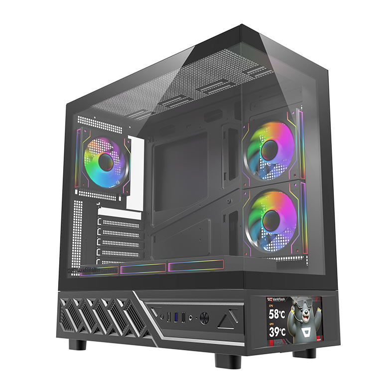 Gabinete Gamer Aigo Darkflash DS950V, Mid-Tower, Lateral de Vidro, Com 6 Fans, ARGB, Com Tela, Preto, DS950V-PC-CASE-BLACK - miniatura 3
