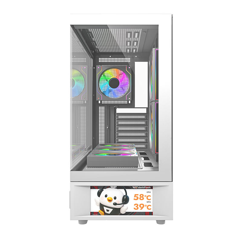 Gabinete Gamer Aigo Darkflash DS950V, Mid-Tower, Lateral de Vidro, Com 6 Fans, ARGB, Com Tela, Branco, DS950V-PC-CASE-WHITE - miniatura 4