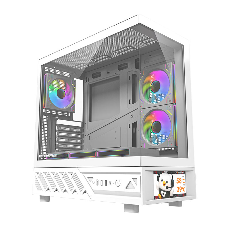 Gabinete Gamer Aigo Darkflash DS950V, Mid-Tower, Lateral de Vidro, Com 6 Fans, ARGB, Com Tela, Branco, DS950V-PC-CASE-WHITE - miniatura 3