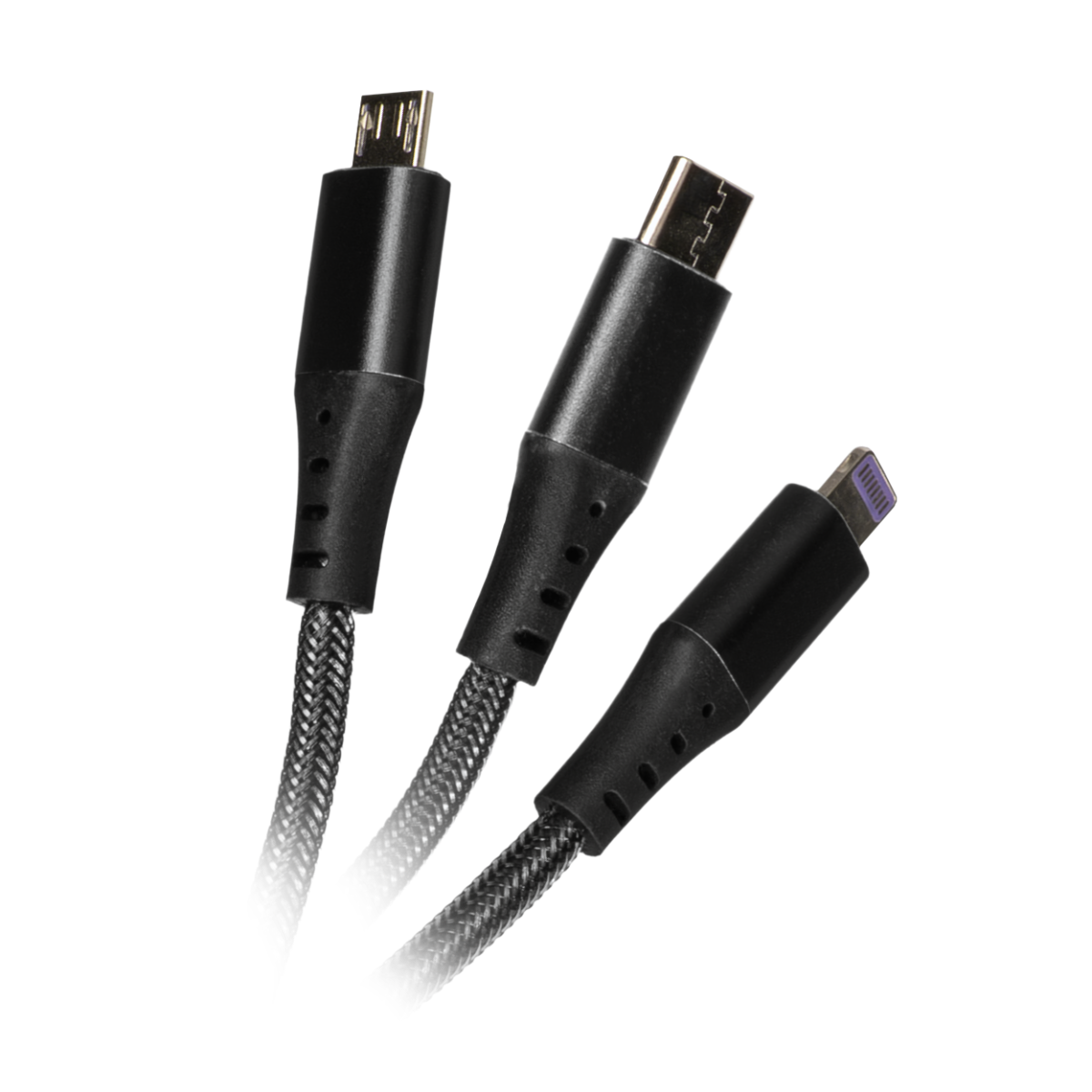 Cabo 3 em 1 ALN, USB Para Tipo C/Lightning/ Micro USB, 1m, Preto, ALN-CB-31BK-1 - miniatura 3