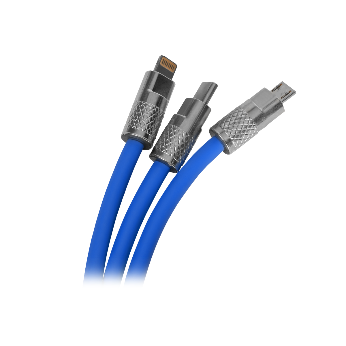 Cabo 3 em 1 ALN, USB Para Tipo C/Lightning/ Micro USB, 1m, Azul, ALN-CB-31B - miniatura 3