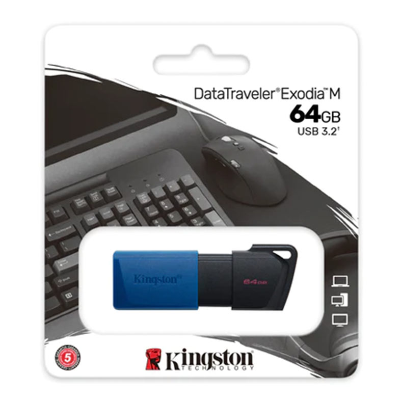 Pen Drive Kingston DataTraveler Exodia M, 64GB, USB 3.2, Preto e Azul, DTXM-64GB - miniatura 7