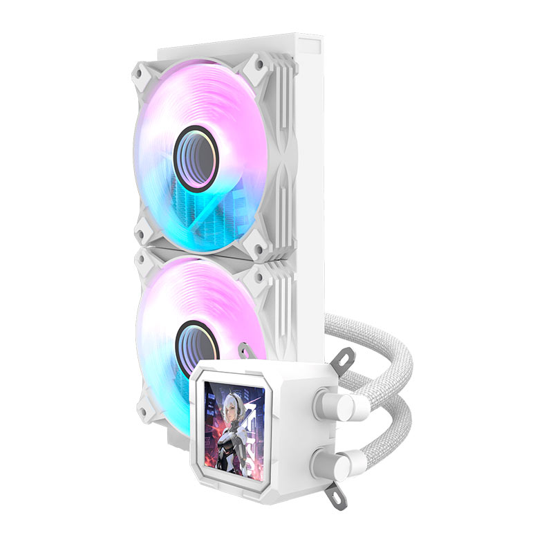Water Cooler Aigo Darkflash DV240S, ARGB, Display LCD 2.73 Pol, 240mm, Branco, DV240S-WH - miniatura 3