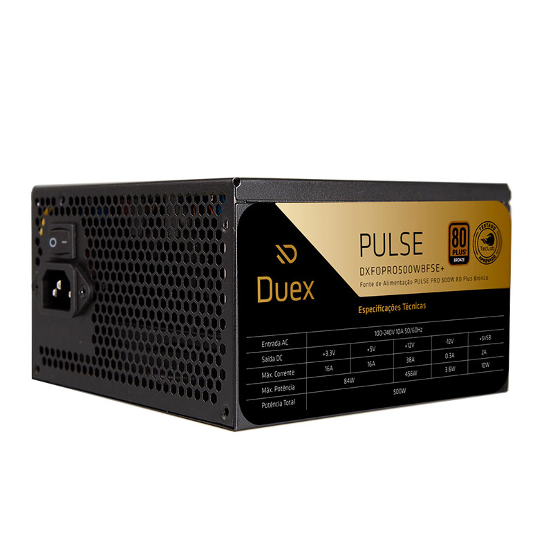 Fonte Duex Pulse Pro, 500W, 80 Plus Bronze, Preto, DXFOPRO500WBFSE-PLUS - imagem 1
