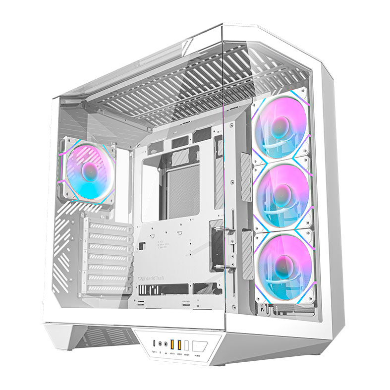 Gabinete Gamer Aigo Darkflash Arcee DY470 V2, ARGB, Full-Tower, Lateral de Vidro, Com 4 Fans, Branco, DC-DY470-W-ES1 - miniatura 3