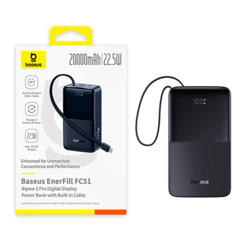 Power Bank Baseus Turbo Bipow2 Pro, 20000mAh, Preto, E0027701 - miniatura 3