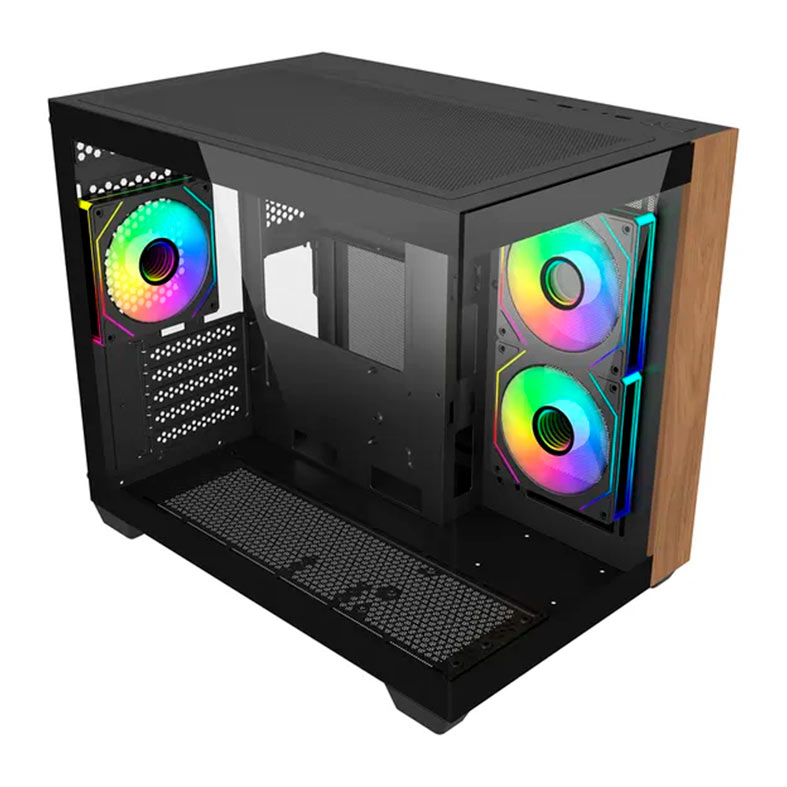 Gabinete Cooler Master Elite 481 Wood, ARGB, Mini-Tower, Lateral de Vidro, Com 3 Fans, Preto, E481-KHNN-S00 - miniatura 4