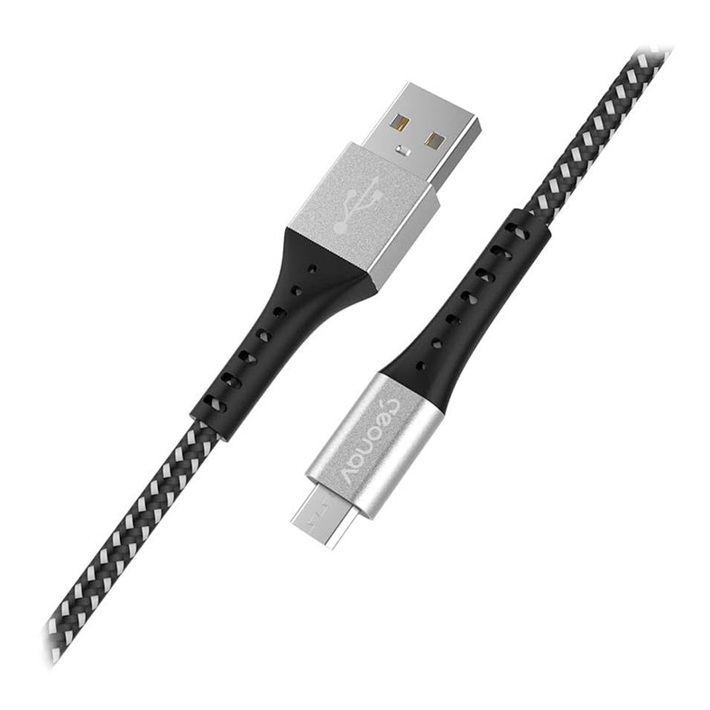 Cabo Adaptador Geonav, 1.2M, USB-A Para Micro USB, Nylon Trancado, Preto, ESMIBK - miniatura 3