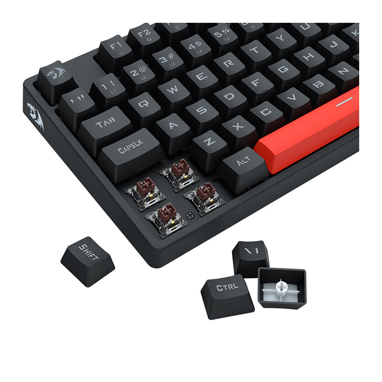 Teclado Mecanico Redragon Flamengo Nation, Switch Marrom, Preto e Vermelho, FL576 - miniatura 8