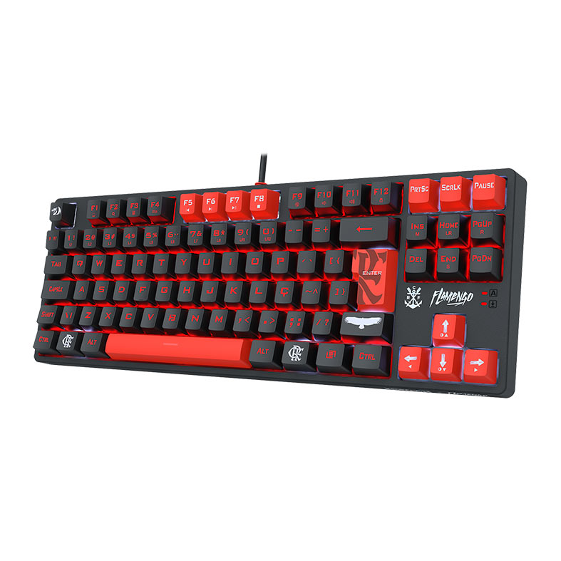 Teclado Mecanico Redragon Flamengo Nation, Switch Marrom, Preto e Vermelho, FL576 - miniatura 4