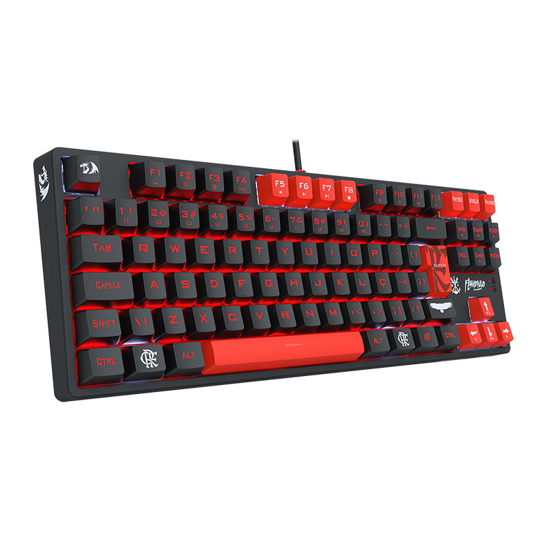 Teclado Mecanico Redragon Flamengo Nation, Switch Marrom, Preto e Vermelho, FL576 - miniatura 3
