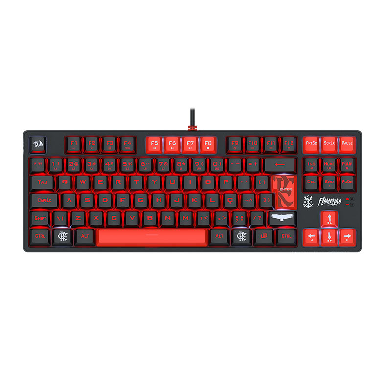 Teclado Mecanico Redragon Flamengo Nation, Switch Marrom, Preto e Vermelho, FL576 - imagem 1
