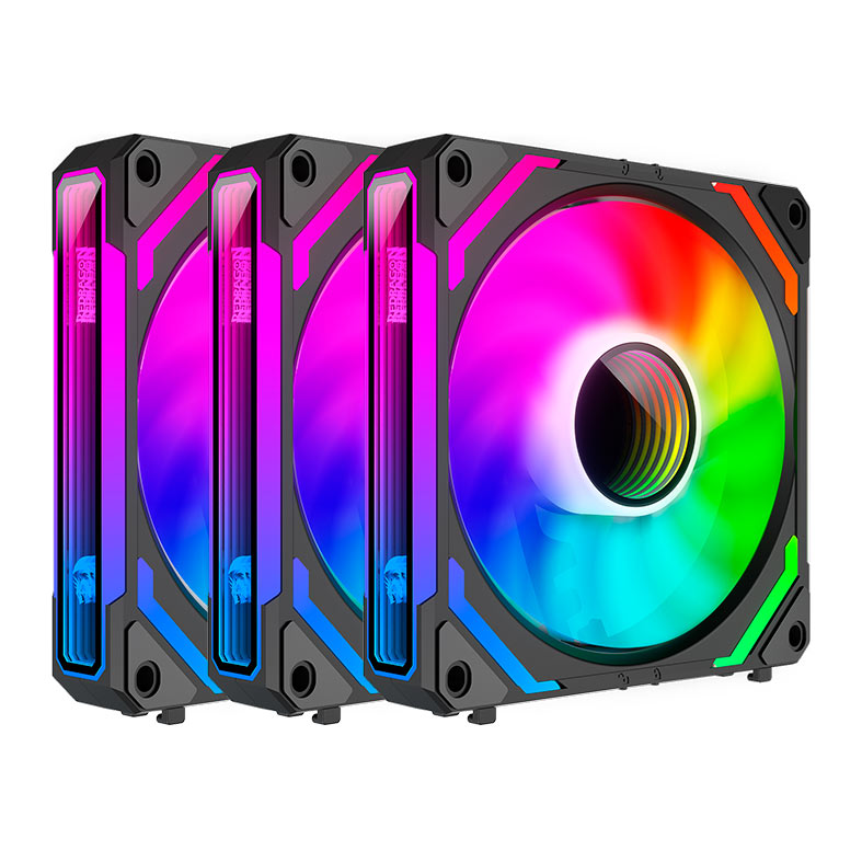 Kit Ventoinhas Redragon Infinity Mirror, ARGB, 3x120mm, Preto, GC-F012 - imagem 1