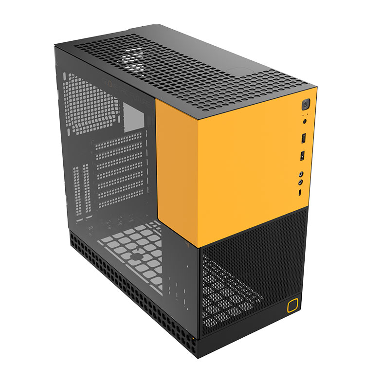 Gabinete Gamer Geometric Future Model 4 King Arthur, Mid-Tower, Lateral de Vidro, Preto e Amarelo, GEO-M4-KAB - miniatura 6