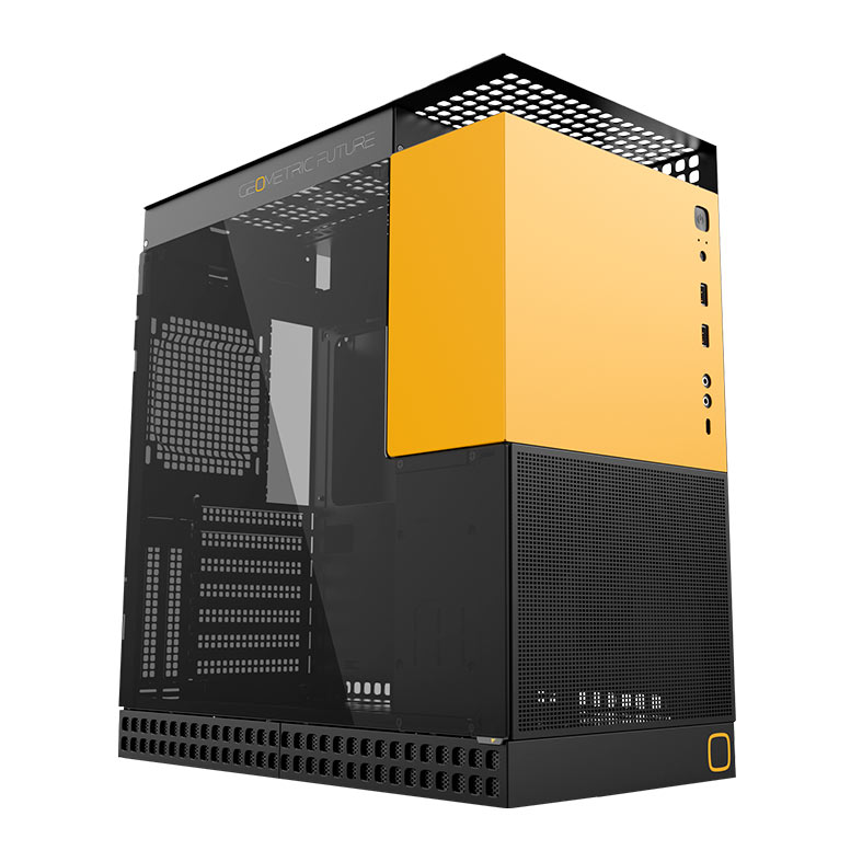 Gabinete Gamer Geometric Future Model 4 King Arthur, Mid-Tower, Lateral de Vidro, Preto e Amarelo, GEO-M4-KAB - miniatura 3