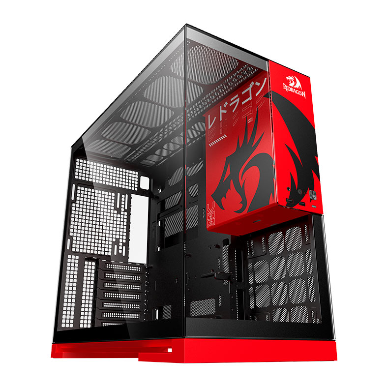 Gabinete Gamer Geometric Future Model 5 Redragon, Mid-Tower, Lateral de Vidro, Preto e Vermelho, GEO-M5-RD - imagem 1