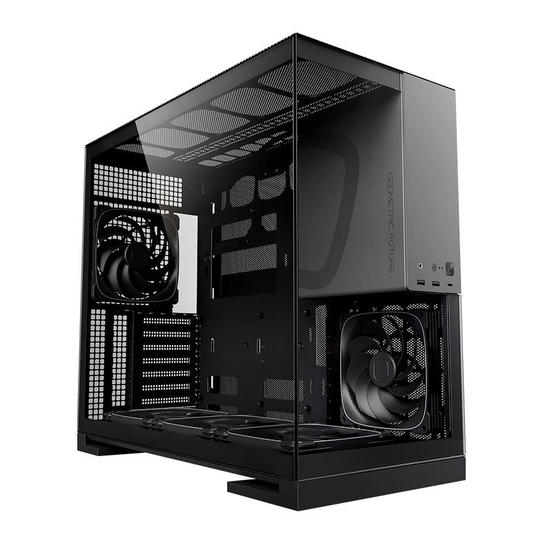 Gabinete Gamer Geometric Future Model 5, ARGB, Mid-Tower, Lateral de Vidro, Com 5 Fans, Preto e Cinza, GEO-M5F-BG - miniatura 3