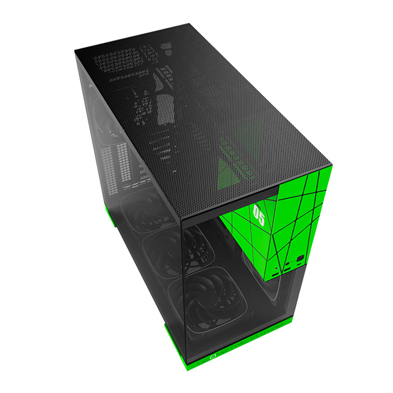 Gabinete Gamer Geometric Future Model 5, Mid-Tower, Lateral de Vidro, Com 5 Fans, Preto e Verde, GEO-M5F-BNV - miniatura 4