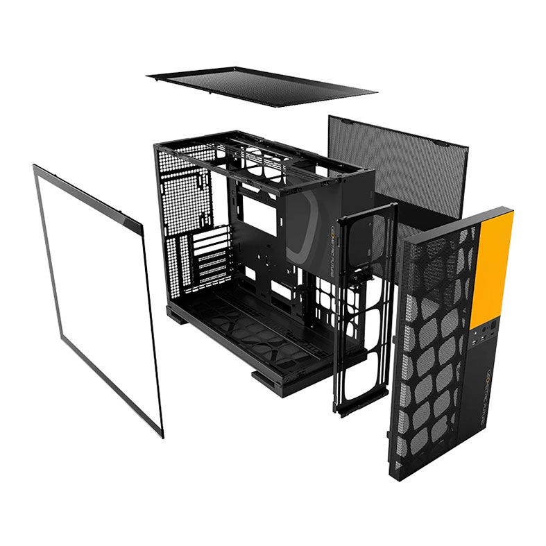 Gabinete Gamer Geometric Future Model 5 Vent, Mid-Tower, Lateral de Vidro, Preto e Amarelo, GEO-M5V-BY - miniatura 5