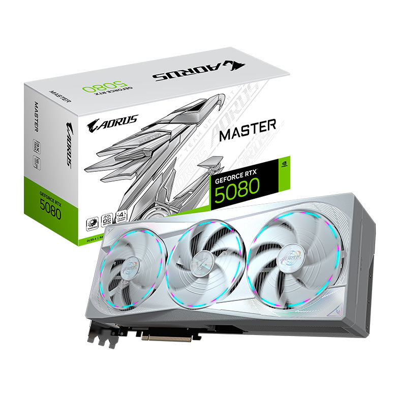 Placa de Video Gigabyte GeForce RTX 5080 Aorus Master Ice, 16GB, GDDR7, 256-bit, GV-N5080AORUSM-ICE-16GD - miniatura 3