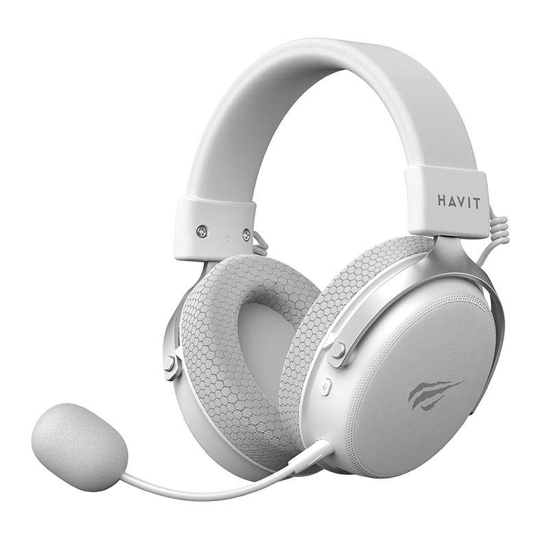 Headset Gamer Havit H2015 Pro, Drivers 53mm, 5 Modos Wireless/Wired/BT/3.5mm/USB-C, multiplataforma, Branco, H2015-PRO-WH