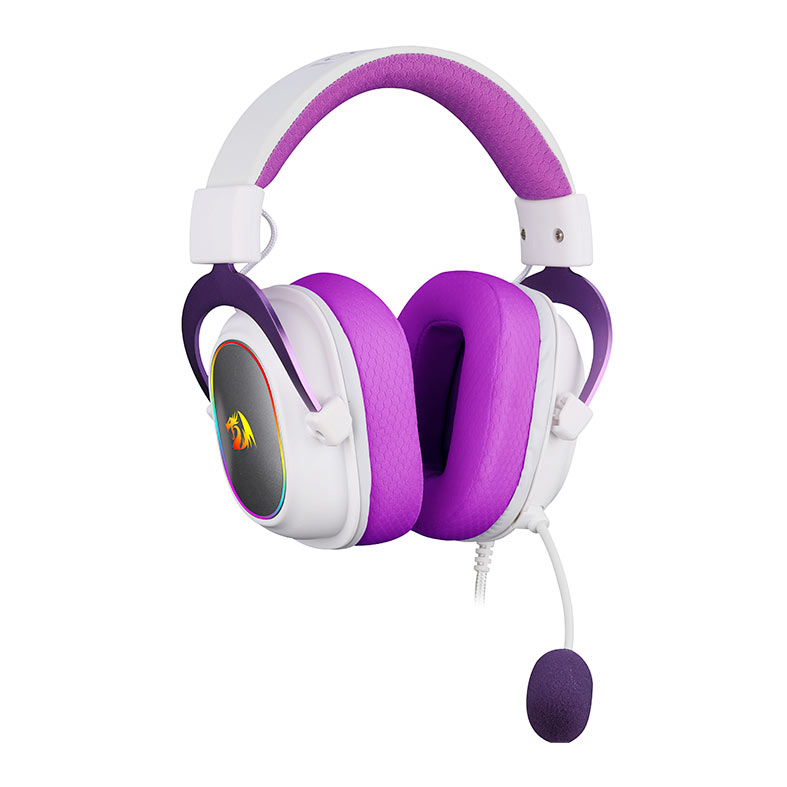 Headset Gamer Redragon Zeus X, RGB, Som Surround 7.1, Drivers 53mm, Branco e Roxo, H510WP-RGB - miniatura 3