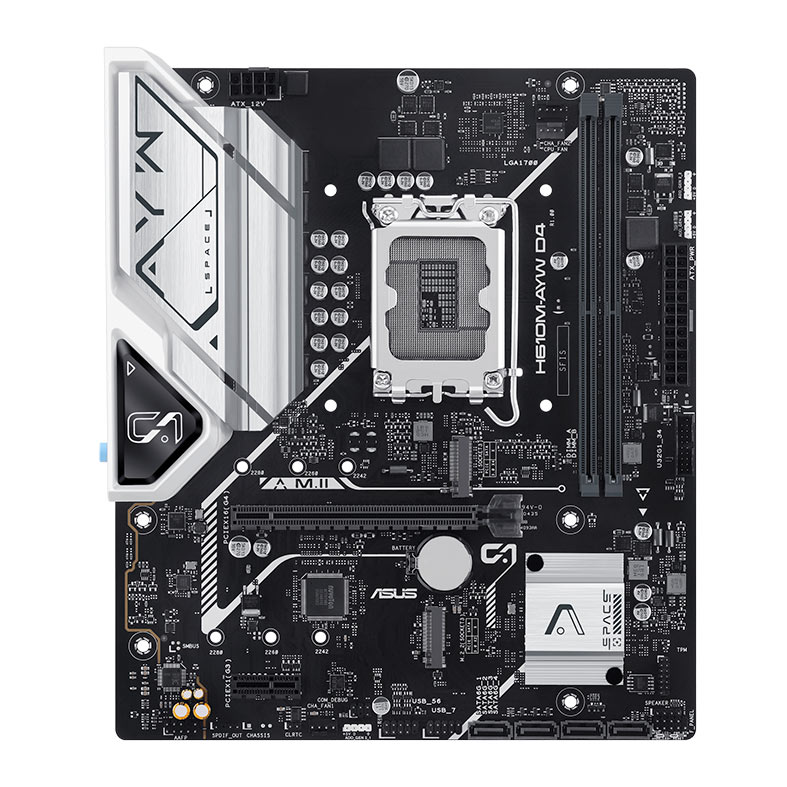 Placa Mae Asus H610M-AYW D4, DDR4, LGA1700, M-ATX, Chipset Intel H610, H610M-AYW-D4 - imagem 1