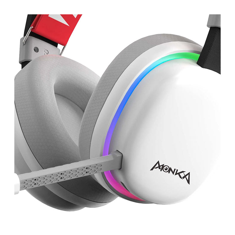 Headset Gamer Marvo Monka HG9069W, RGB, TRI-MODE, Drivers 50mm, Branco, HG9069W - miniatura 4