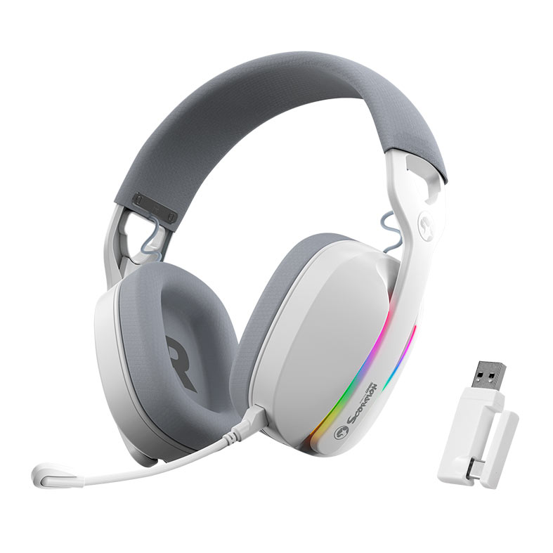Headset Gamer Marvo Pulz 70W, RGB, Wireless, Drivers 40mm, Tri-Mode, Branco, HG9086W-WH - miniatura 3