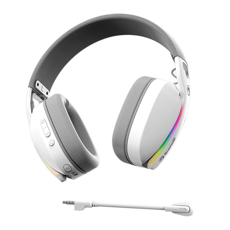 Headset Gamer Marvo Pulz 70W, RGB, Wireless, Drivers 40mm, Tri-Mode, Branco, HG9086W-WH - miniatura 6