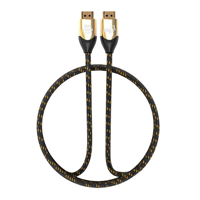 Cabo HDMI 2.1 ELG, 8K Ultra HD, 144Hz, 3m, Nylon, Preto e Dourado, HS8K30 - miniatura 3