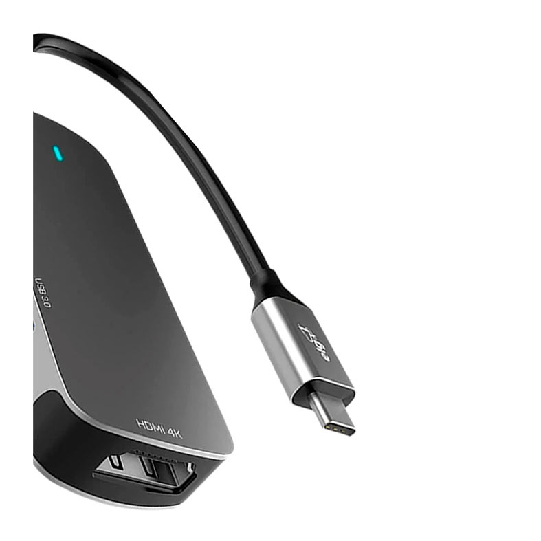 Hub ELG 4 em 1, Entrada Tipo-C, 2 Portas USB-A, 1 Porta Tipo-C, 2 Porta HDMI, Cinza, HUB41HD-V2 - miniatura 3