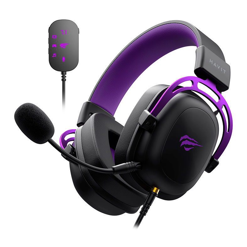 Headset Gamer Havit H2002C+U, 7.1 Surround, Drivers 53mm, Preto e Roxo, HVGMH-H2002C-U-BV - miniatura 3